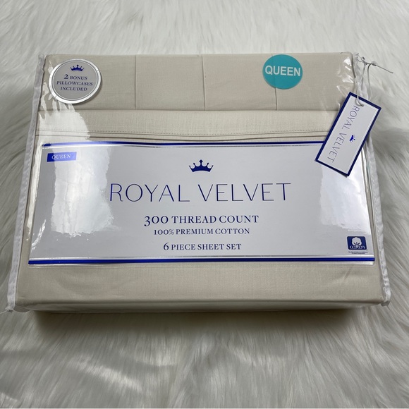 Royal Velvet 6-piece Beige Premium Cotton Queen Size Bed Sheets NWT - Picture 1 of 4
